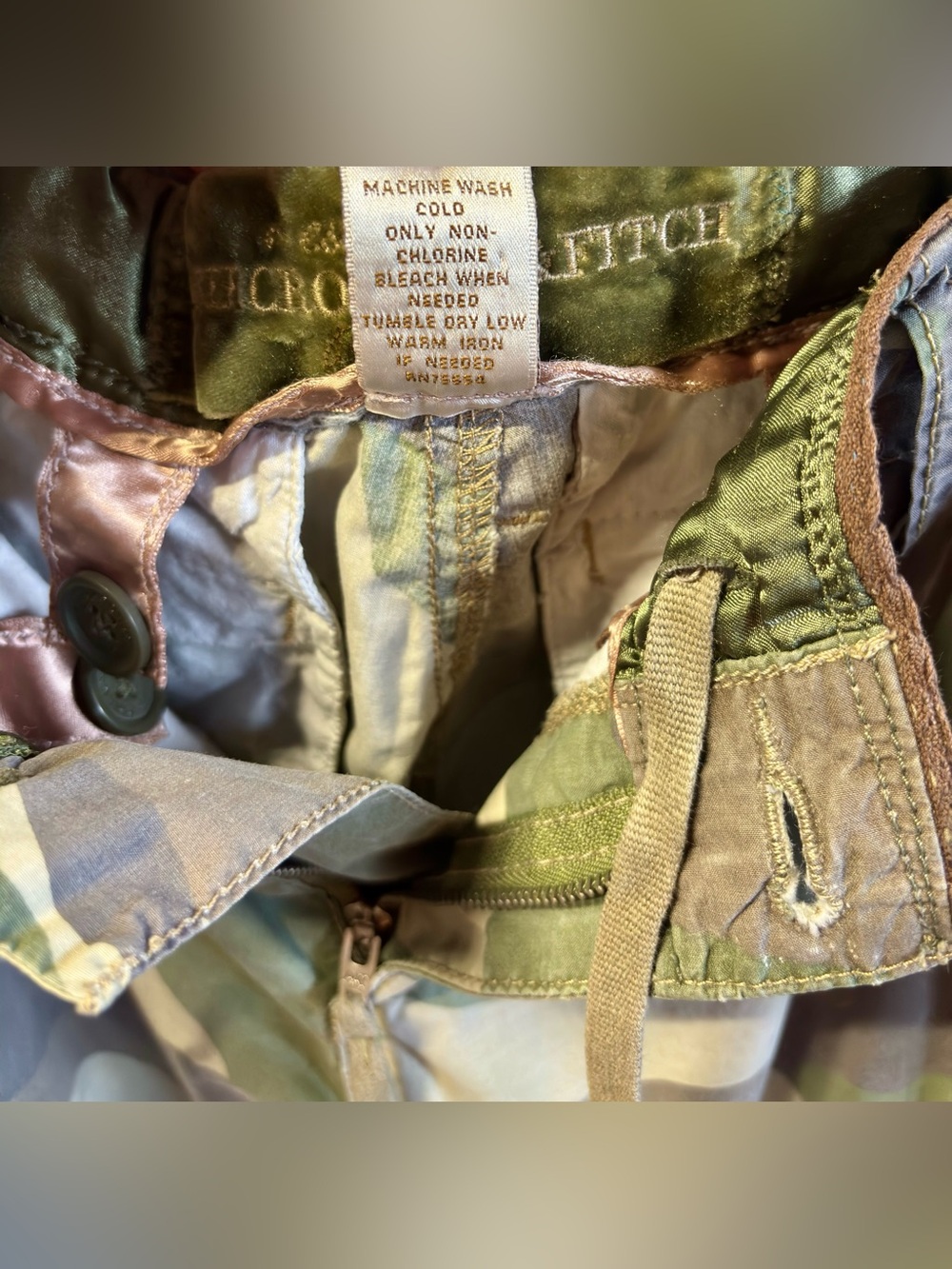 Vintage Y2K Abercrombie Camo Paratroopers Stitching Velvet Patchwork SZ 4 Unisex - Picture 6 of 14